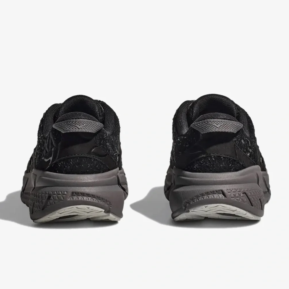 NWT Hoka Clifton Elite Terrain System L Suede Leather All Black Unisex Sneakers - Picture 14 of 16